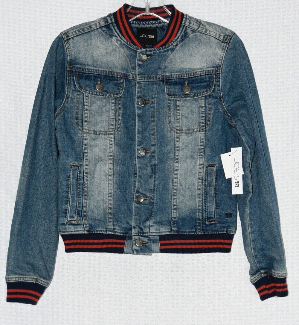 Joe's Big Kid Jean Denim Varsity Bomber Jacket Child Size 10-12 NEW!!!